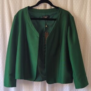 Talbots Emerald Green Cotton Silk Blazer Jacket Women's Size 20 NWT